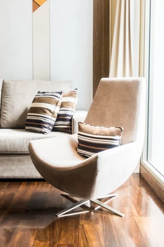 Boucle Lounge Chair with Oak Legs